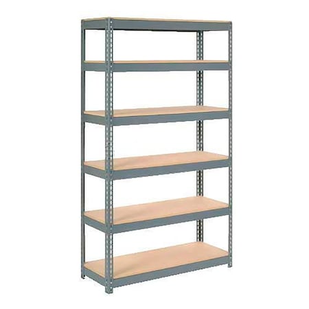 Global Industrial Extra Heavy Duty Shelving 48W x 24D x 96H With 6 Shelves, Wood Deck, Gry B2297390